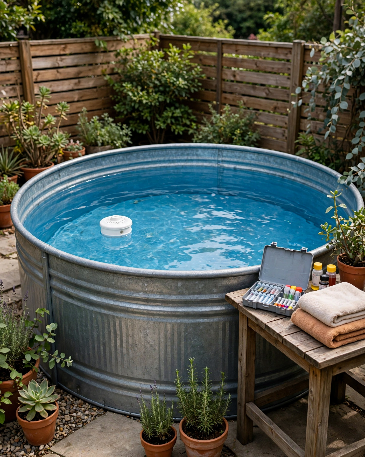 Saltwater or Chlorine Sanitation Routine - 19 Stock Tank Pool Setup Ideas for a Stylish Backyard