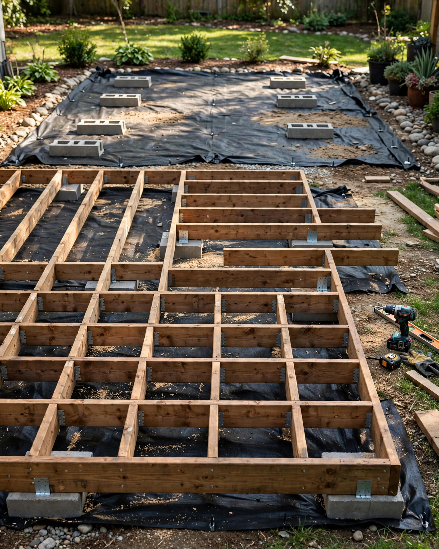 DIY Ground Level Deck on Deck Blocks - 14 Ground Level Deck Designs for a More Useful Backyard