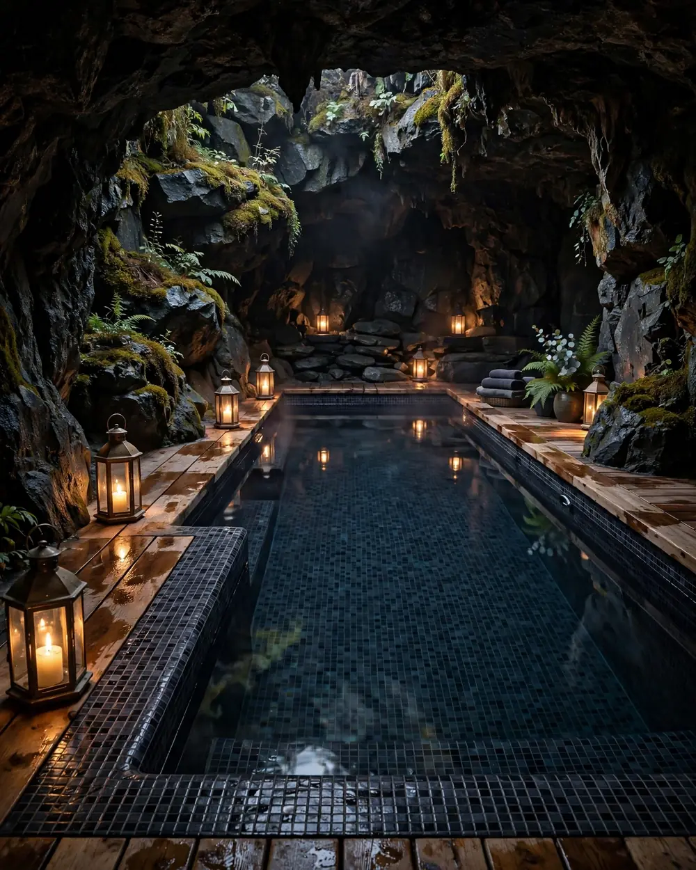 Moody Dark-Tiled Pool - 17 Indoor Pool Ideas for a Stylish Retreat at Home