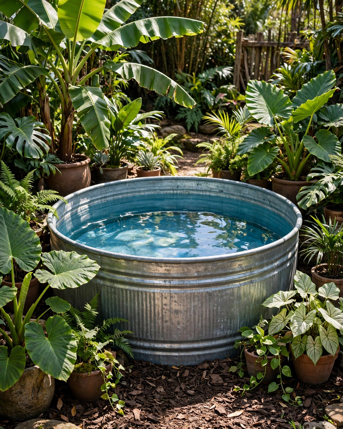 Lush Tropical Planting Around the Curve - 19 Stock Tank Pool Setup Ideas for a Stylish Backyard