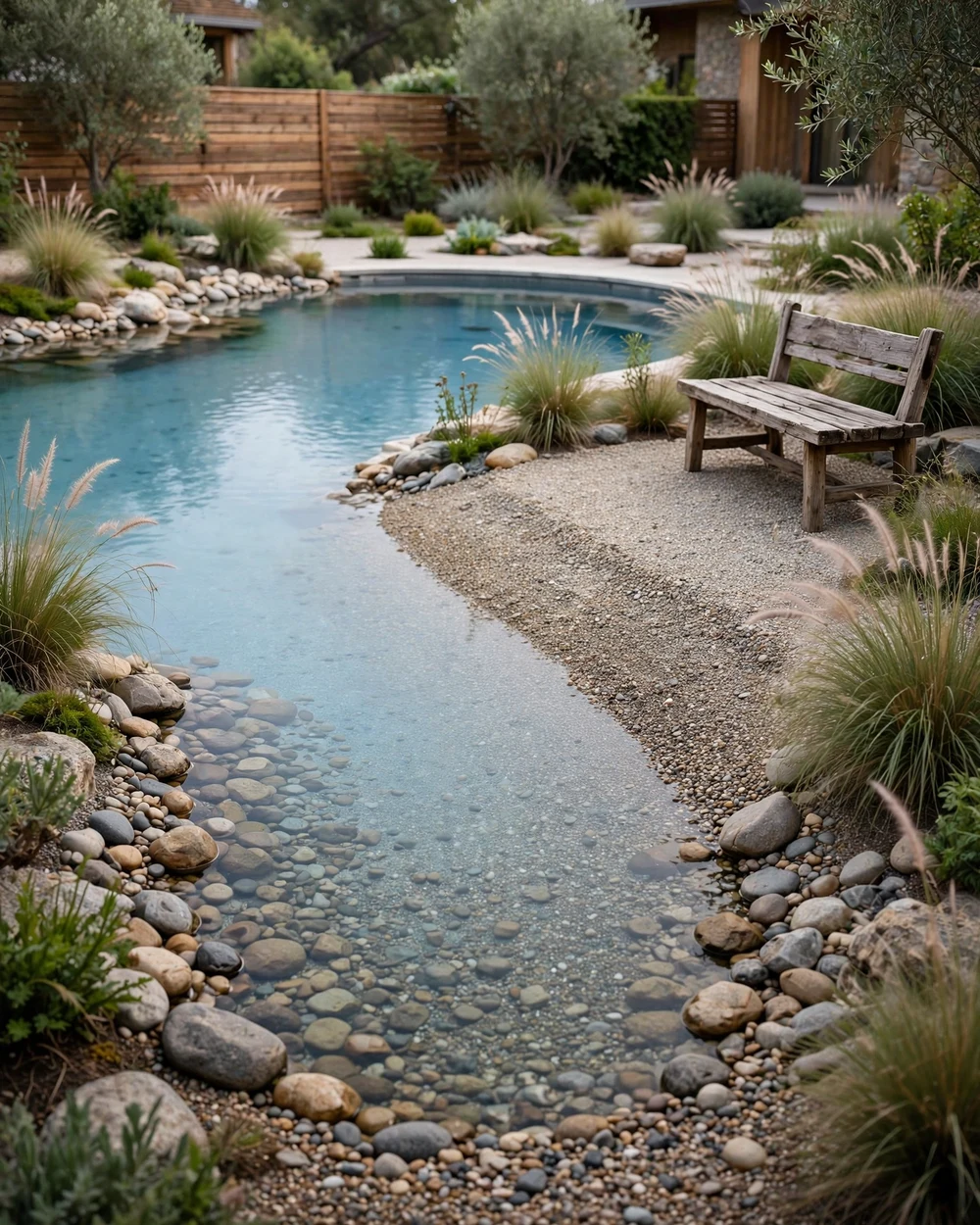 Gravel Beach Entry Pool - 21 Garden Pool Ideas for a Calm and Natural Backyard