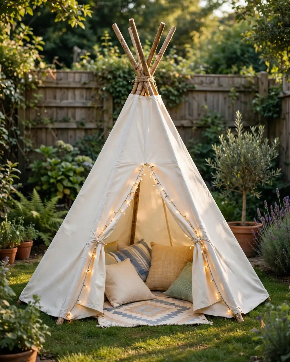 Teepee Play Tent - 18 Kids Outdoor Play Area Ideas for Fun at Home