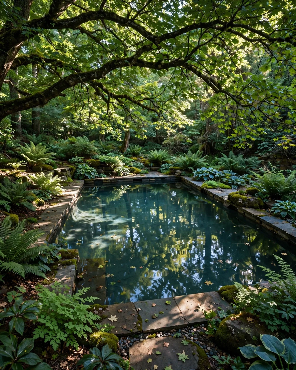 Shady Tree-Canopy Pool - 21 Garden Pool Ideas for a Calm and Natural Backyard
