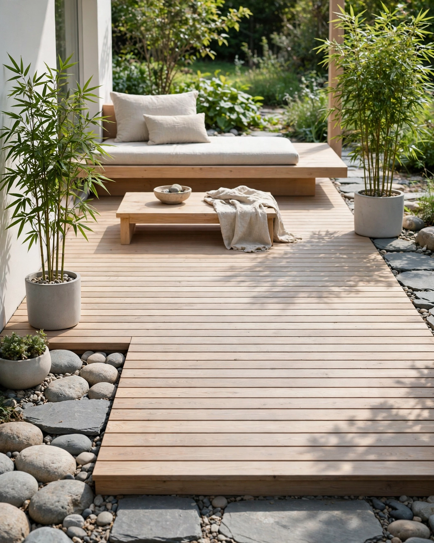 Zen-Inspired Minimalist Platform Deck - 14 Ground Level Deck Designs for a More Useful Backyard