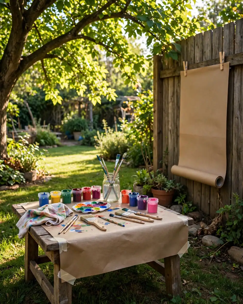 Outdoor Art Station - 18 Kids Outdoor Play Area Ideas for Fun at Home