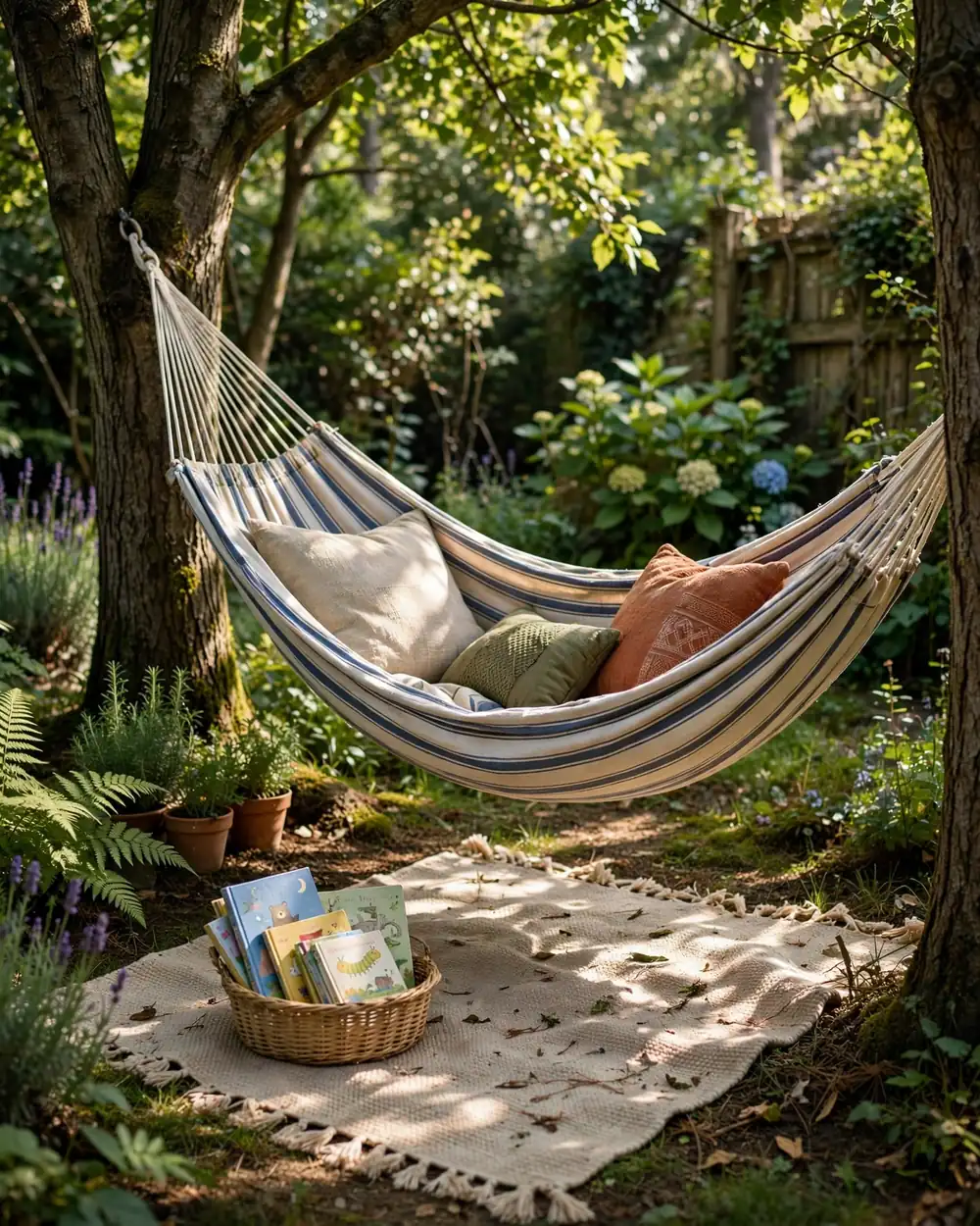 Hammock Reading Nook - 18 Kids Outdoor Play Area Ideas for Fun at Home