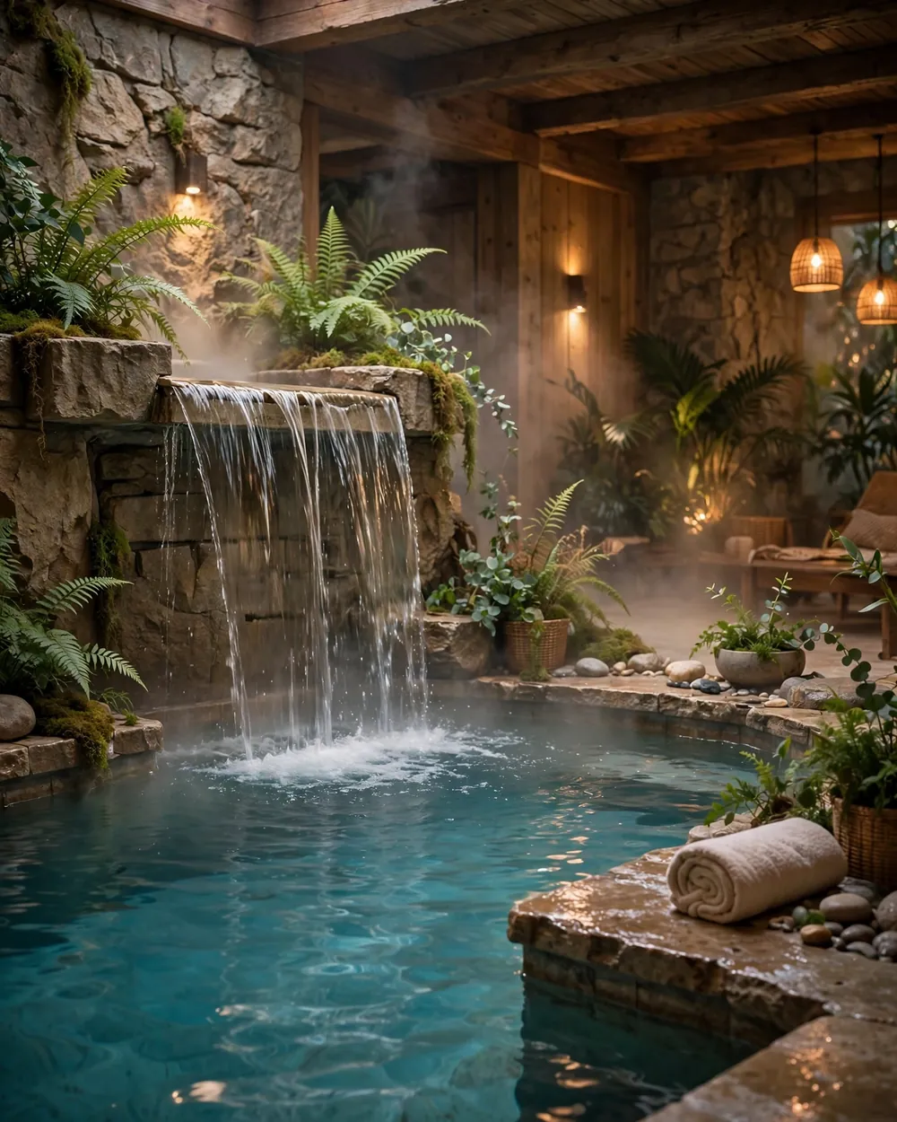Wellness Pool with Waterfall - 17 Indoor Pool Ideas for a Stylish Retreat at Home