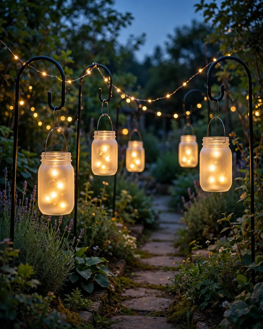 Mason Jar Solar Luminaries - 22 Glass Yard Art Ideas to Upgrade Your Landscape Style