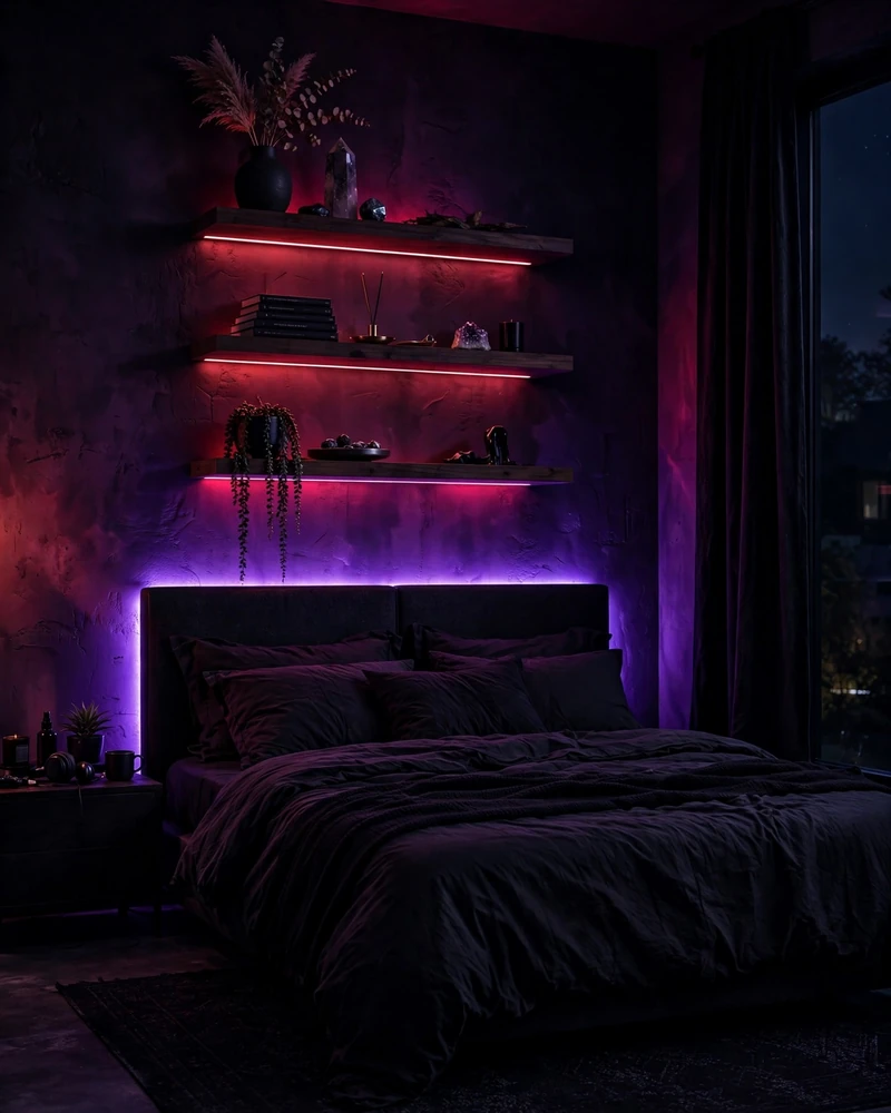 LED Strip Mood Lighting - 22 Alt Bedroom Ideas for an Edgy, Personal Space