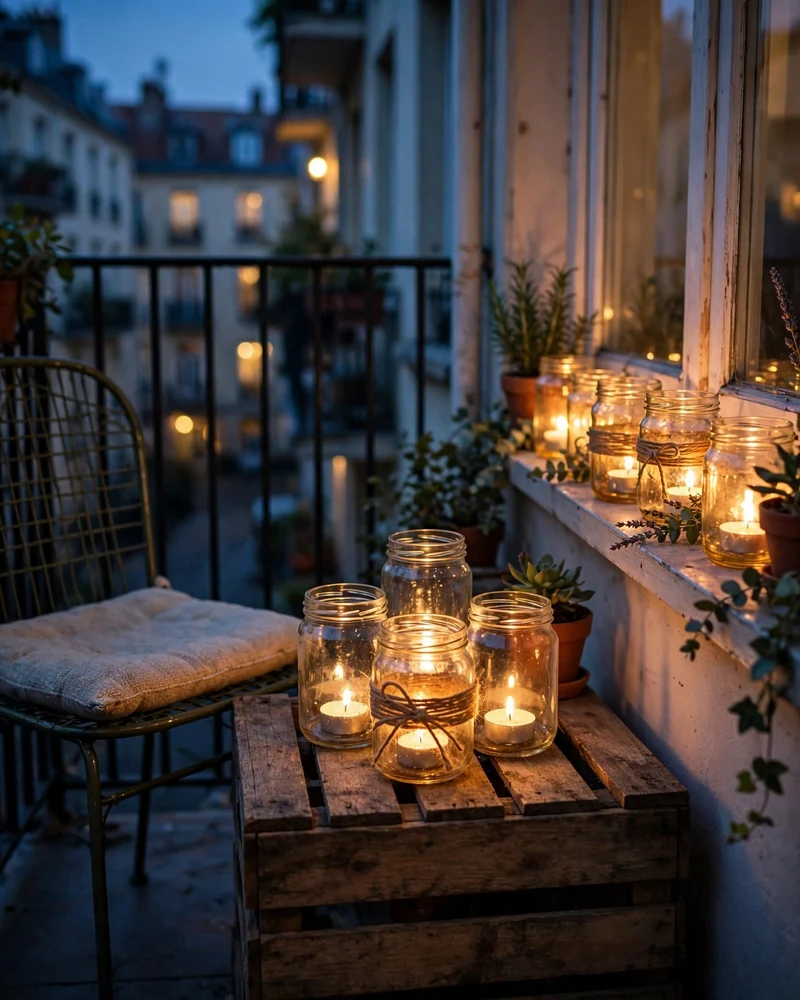 Repurpose Glass Jars as Candle Holders - 17 Balcony Decor Ideas for a Charming Outdoor Escape