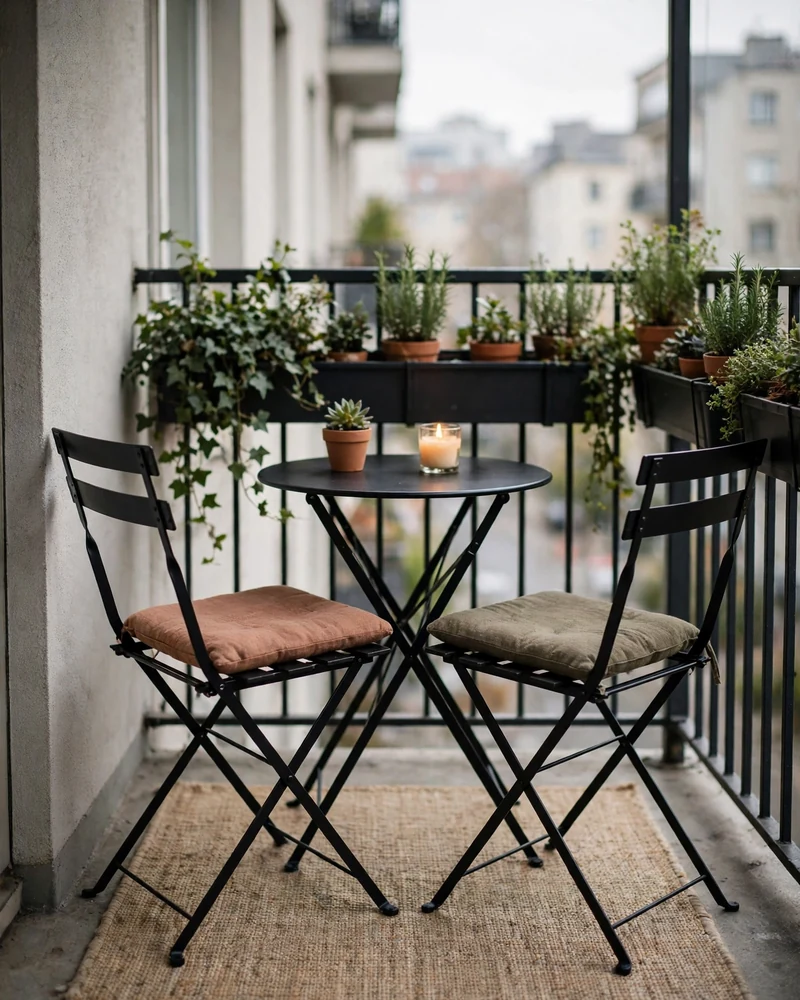A Slim Bistro Set: Small Balcony Furniture for Two - 17 Balcony Decor Ideas for a Charming Outdoor Escape