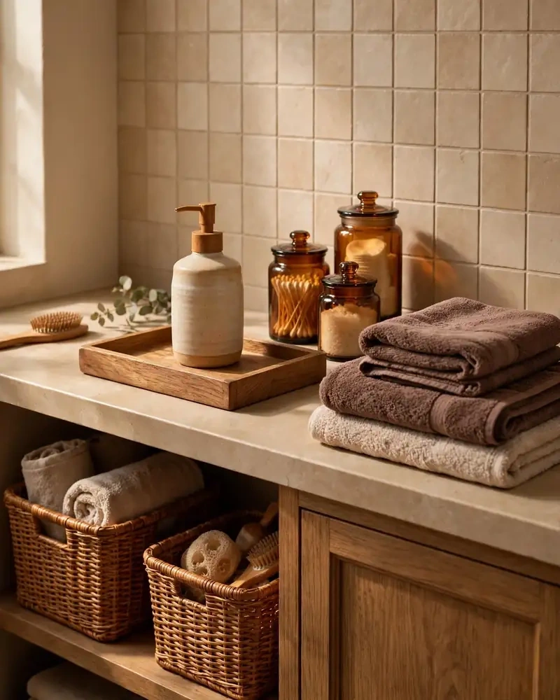 Timeless Brown Bathroom Decor Details - 12 Brown and Beige Bathrooms With Timeless Appeal