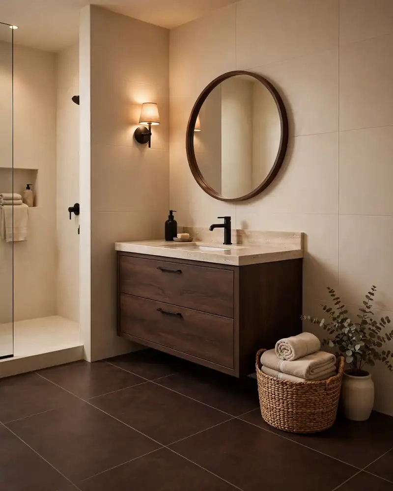 Chocolate Brown and Beige Tiles - 12 Brown and Beige Bathrooms With Timeless Appeal