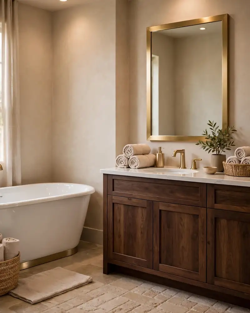 12 Brown and Beige Bathrooms With Timeless Appeal