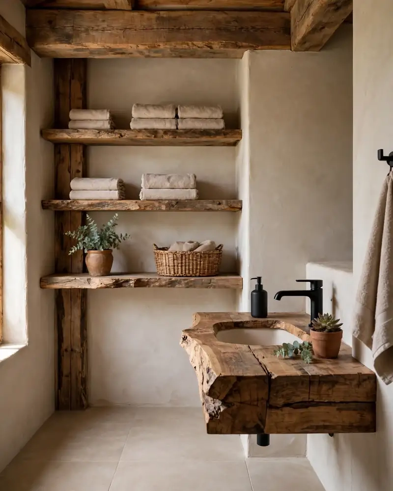 Rustic Bathroom Wood Accents - 12 Brown and Beige Bathrooms With Timeless Appeal