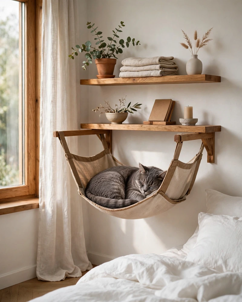 Cozy Cat Wall Hammock - 18 Cat Wall Ideas to Create a Fun Feline Paradise