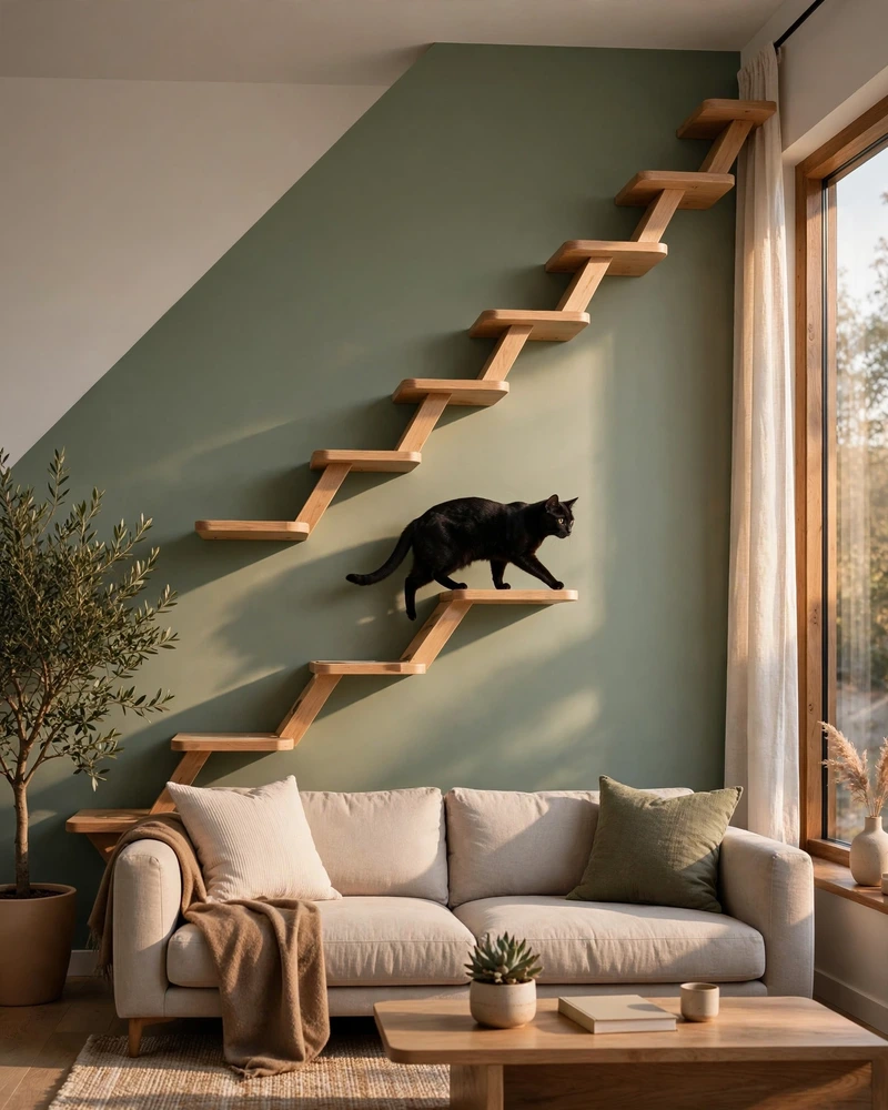Zigzag Cat Climbing Wall - 18 Cat Wall Ideas to Create a Fun Feline Paradise