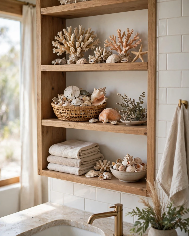 Coral and Shell Decor - 23 Coastal Bathroom Ideas for a Fresh Relaxed Retreat