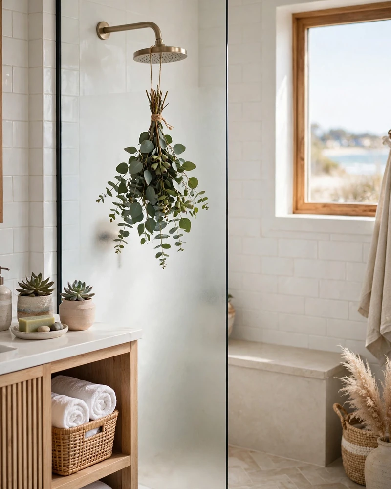 Hanging Eucalyptus Shower Bundle - 23 Coastal Bathroom Ideas for a Fresh Relaxed Retreat