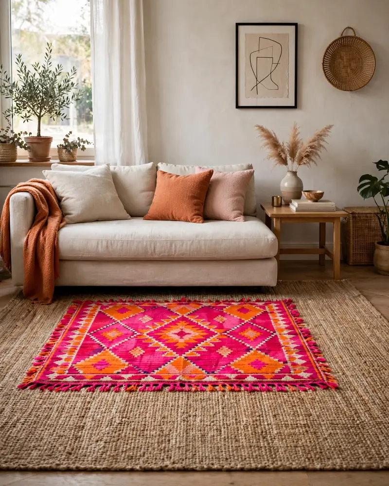 Layered Bright Area Rugs - 18 Colorful Living Rooms That Feel Stylish and Fresh