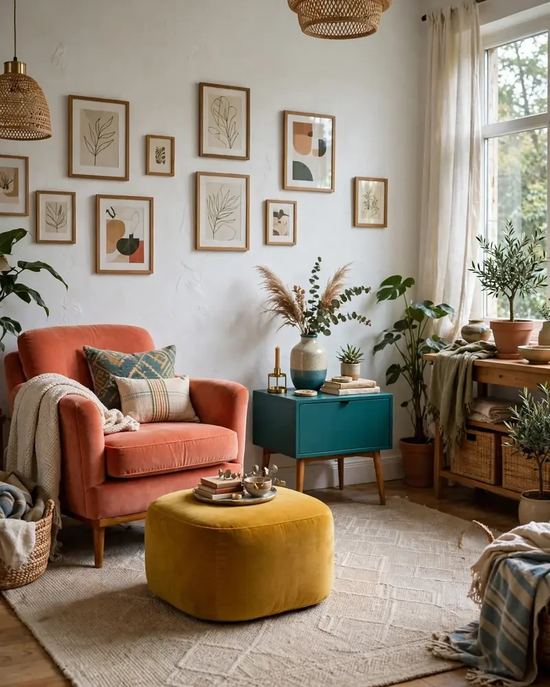 Mixed-and-Matched Colorful Furniture - 18 Colorful Living Rooms That Feel Stylish and Fresh