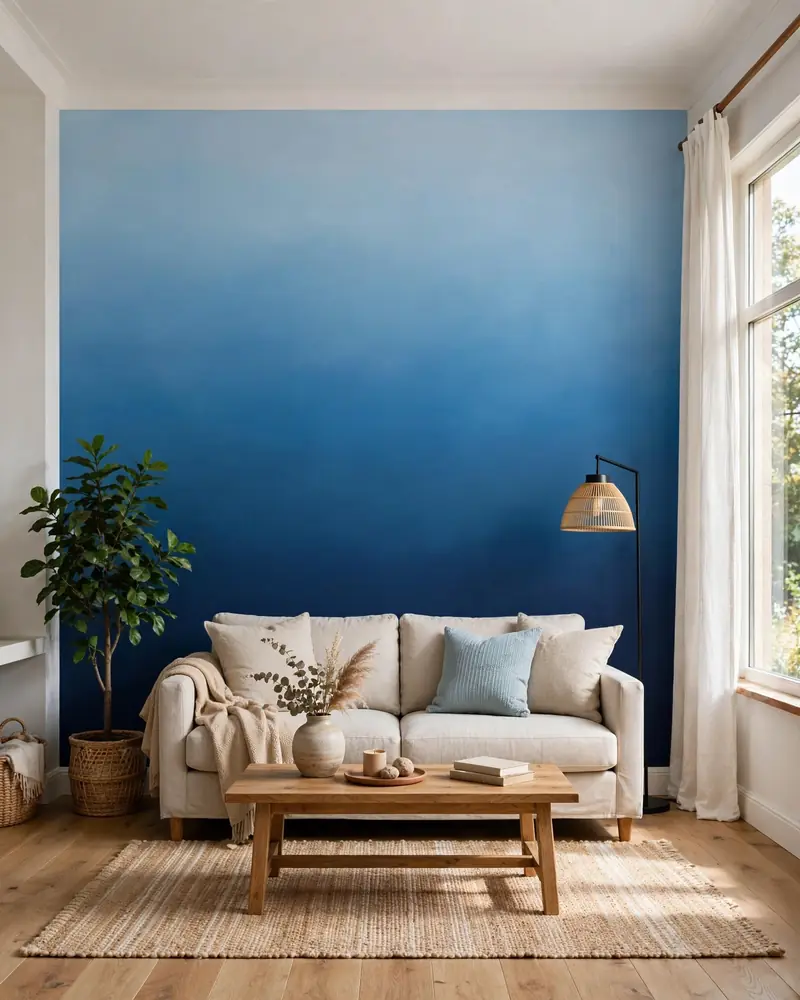Ombre Painted Accent Wall - 18 Colorful Living Rooms That Feel Stylish and Fresh