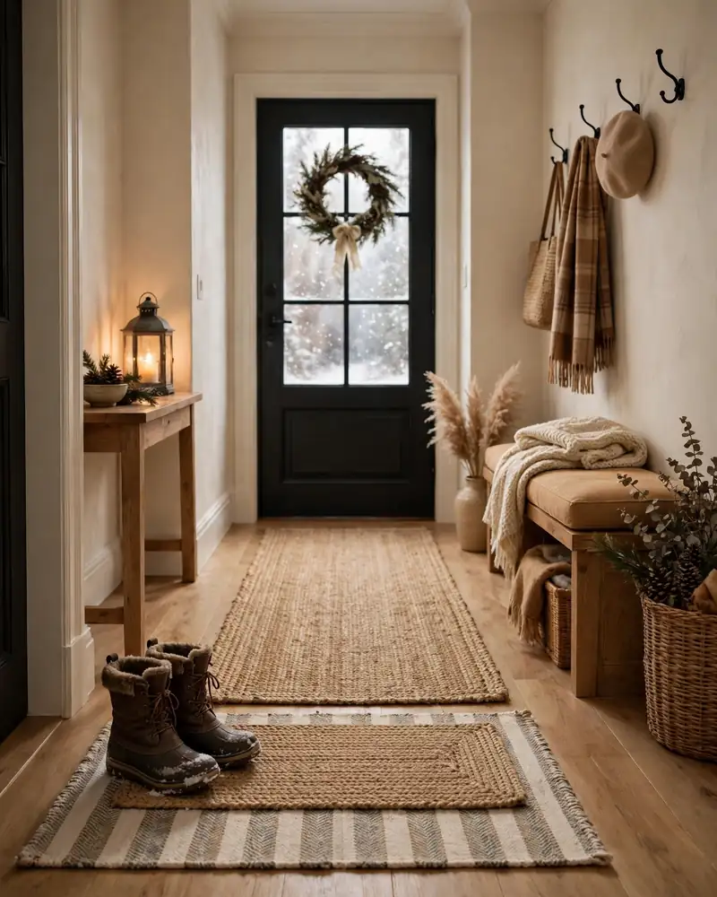 Roll Out a Warm Winter Entryway Runner - 14 Winter Entryway Decor Ideas for a Warm Welcome
