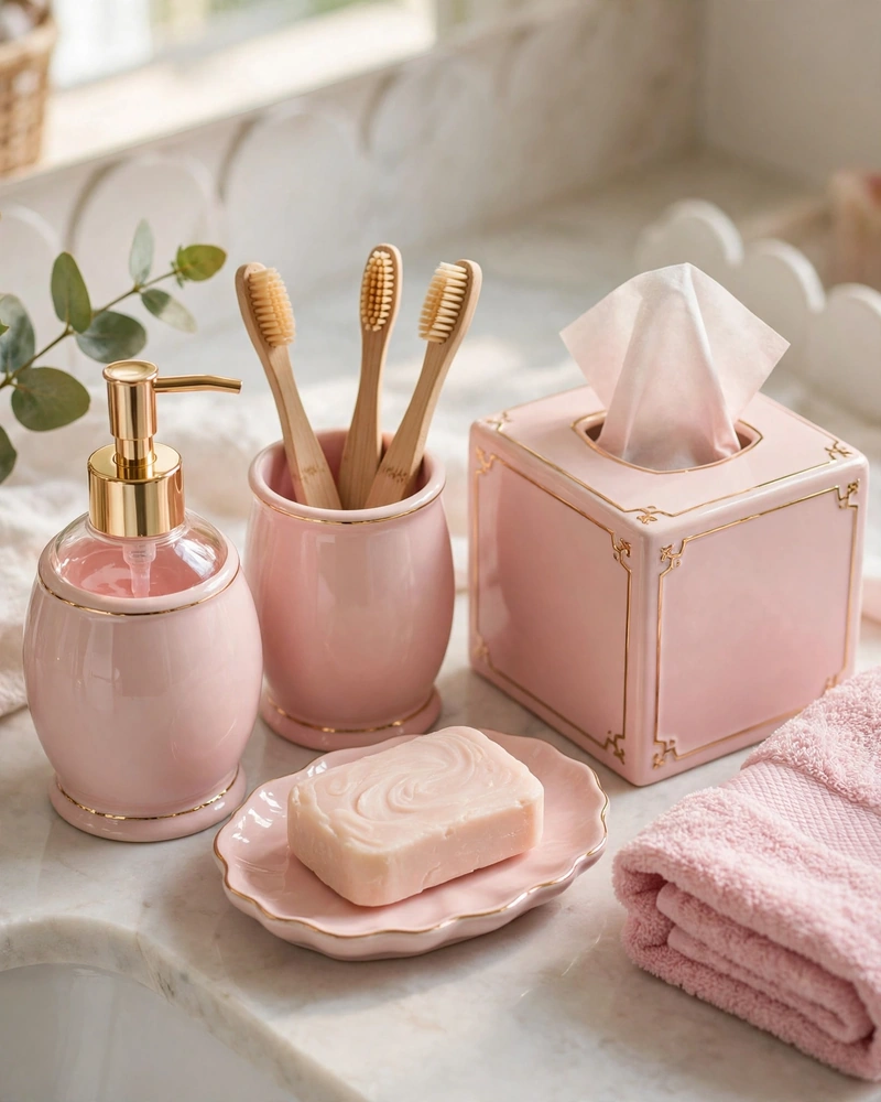 Coordinated Cute Bathroom Accessories - 19 Cute Bathroom Ideas for a Sweet and Stylish Look