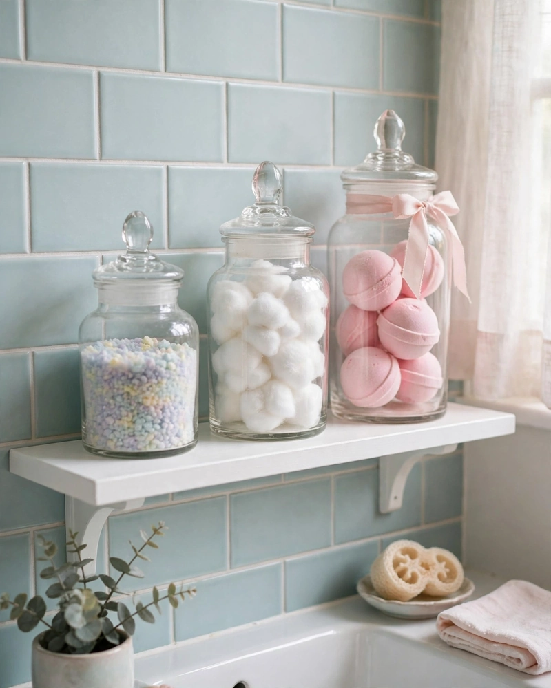 Glass Apothecary Jar Storage - 19 Cute Bathroom Ideas for a Sweet and Stylish Look