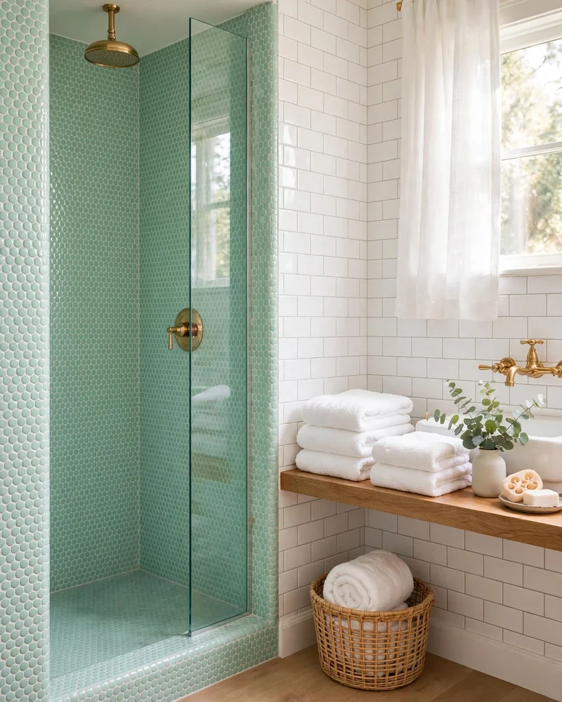 Mint Green Tile Accents - 19 Cute Bathroom Ideas for a Sweet and Stylish Look