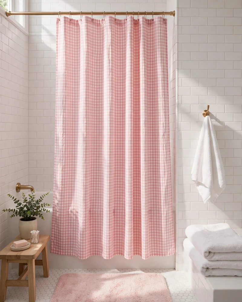 Patterned Shower Curtain Moment - 19 Cute Bathroom Ideas for a Sweet and Stylish Look