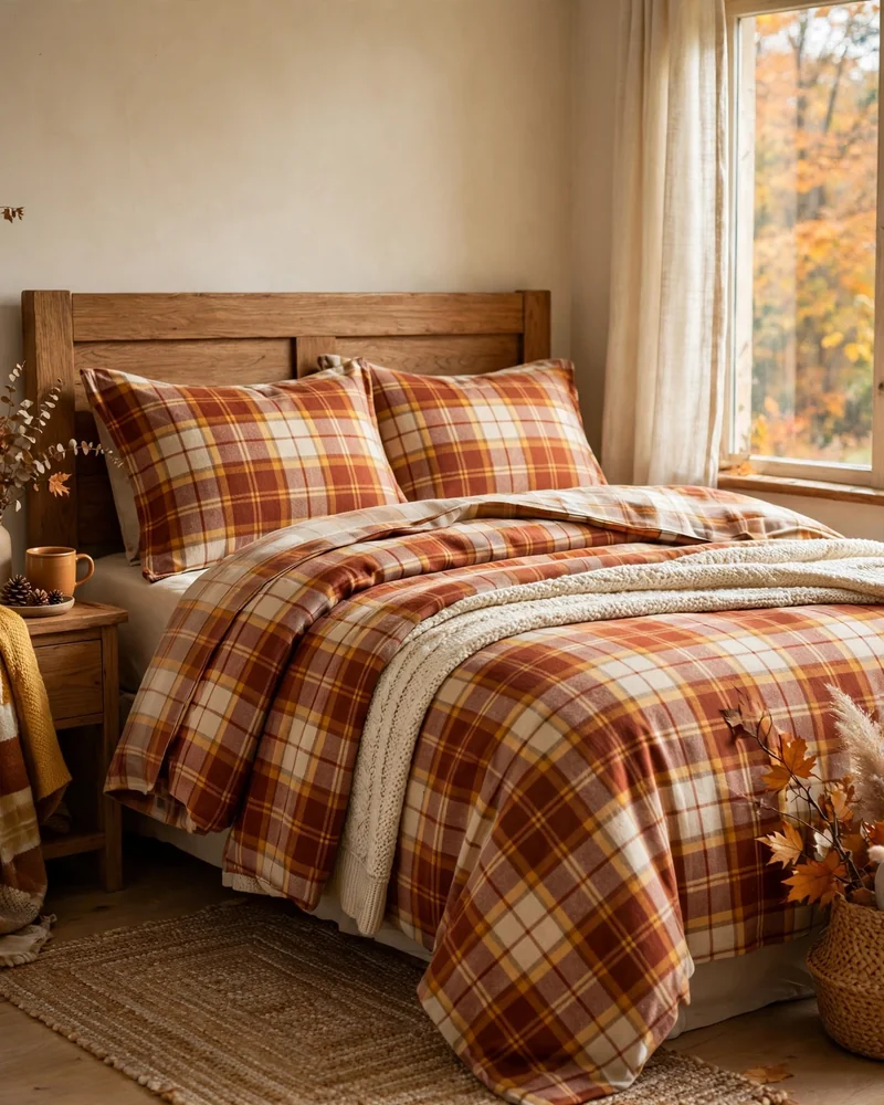 Plaid Flannel Sheets for Crisp Autumn Nights - 21 Fall Bedroom Decor Ideas for a Cozy Seasonal Look