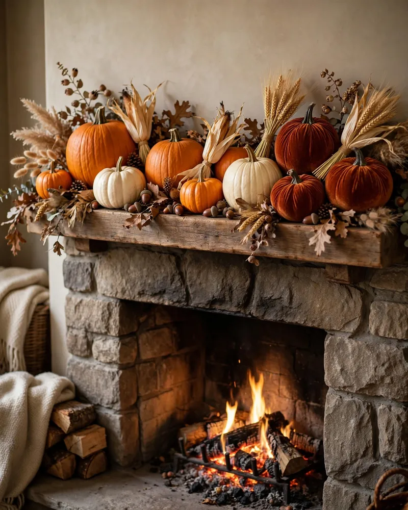 Classic Fall Mantel Decor With Pumpkins - 25 Fall Decor Ideas to Make Your Home Feel Cozy