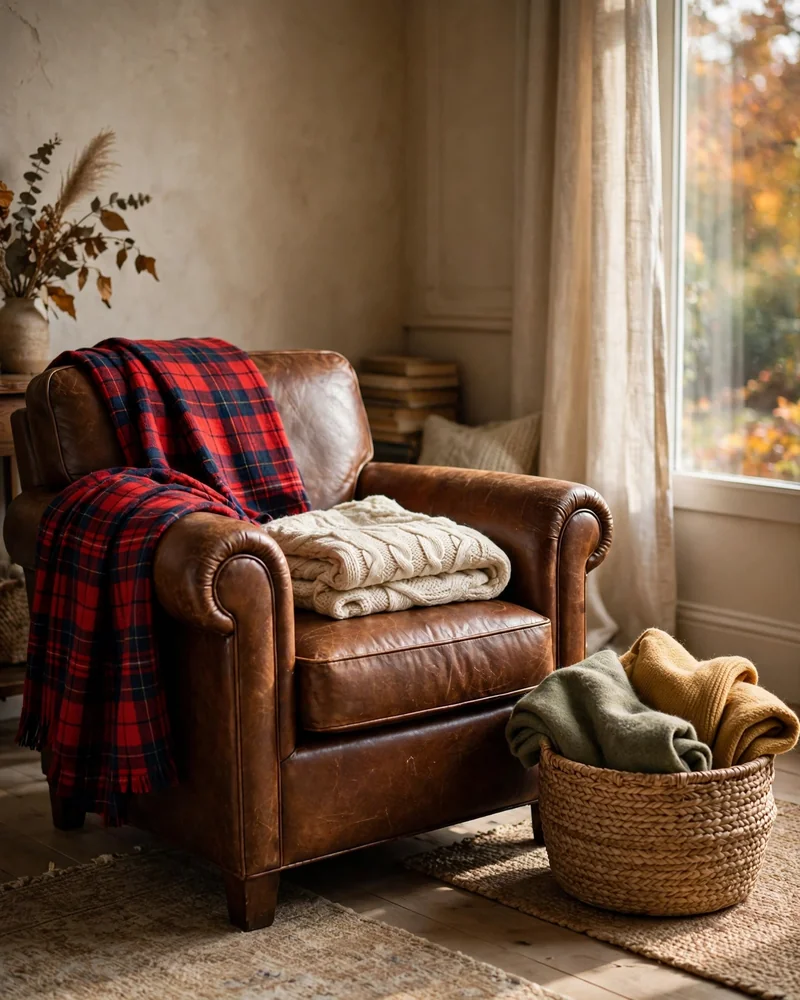 Plaid Throws and Chunky Knit Blankets - 25 Fall Decor Ideas to Make Your Home Feel Cozy