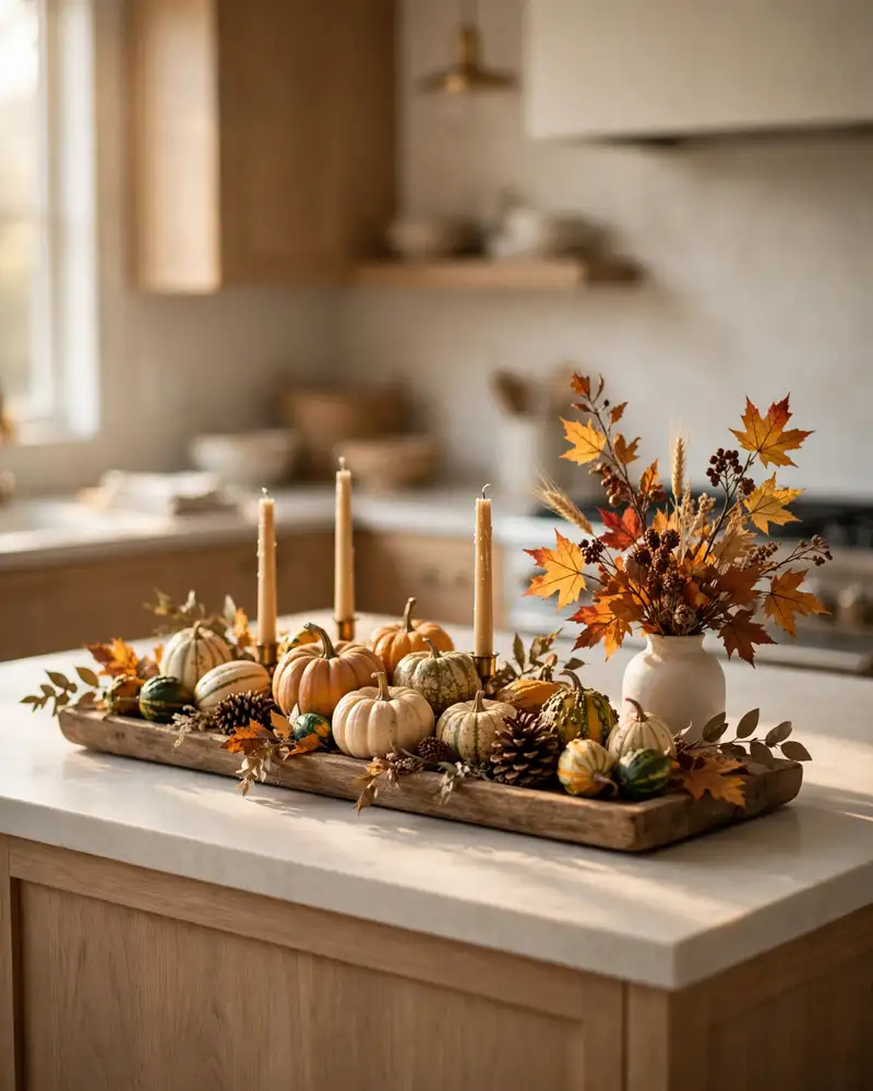 Warm Fall Kitchen Island Centerpiece - 18 Fall Kitchen Decor Ideas for a Warm Seasonal Look
