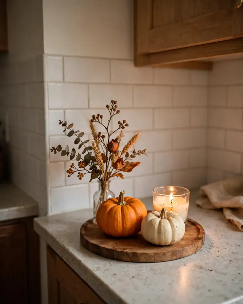 Cozy Counter Vignettes for a Small Kitchen - 18 Fall Kitchen Decor Ideas for a Warm Seasonal Look