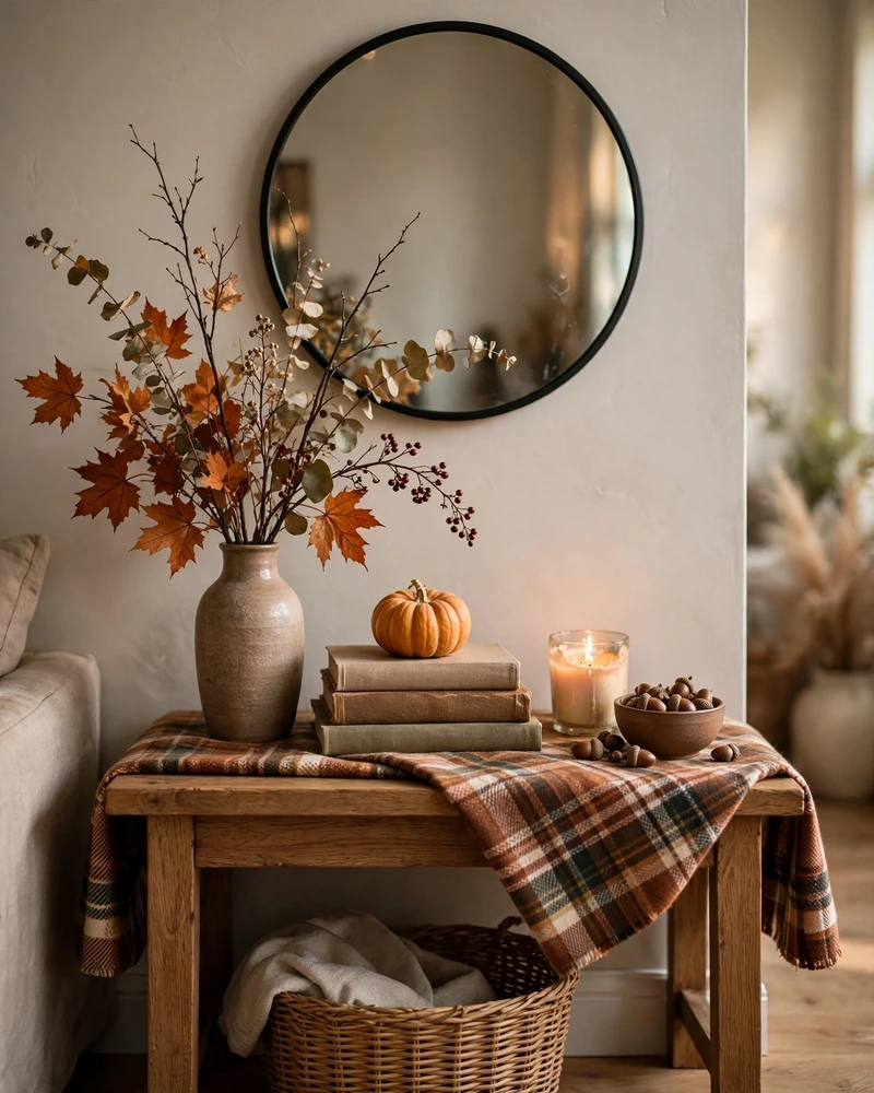 Fall Console Table Styling - 22 Fall Living Room Decor Ideas for a Cozy Home