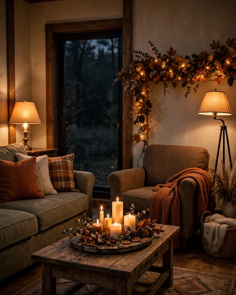 Warm Ambient Lighting for Autumn Evenings - 22 Fall Living Room Decor Ideas for a Cozy Home