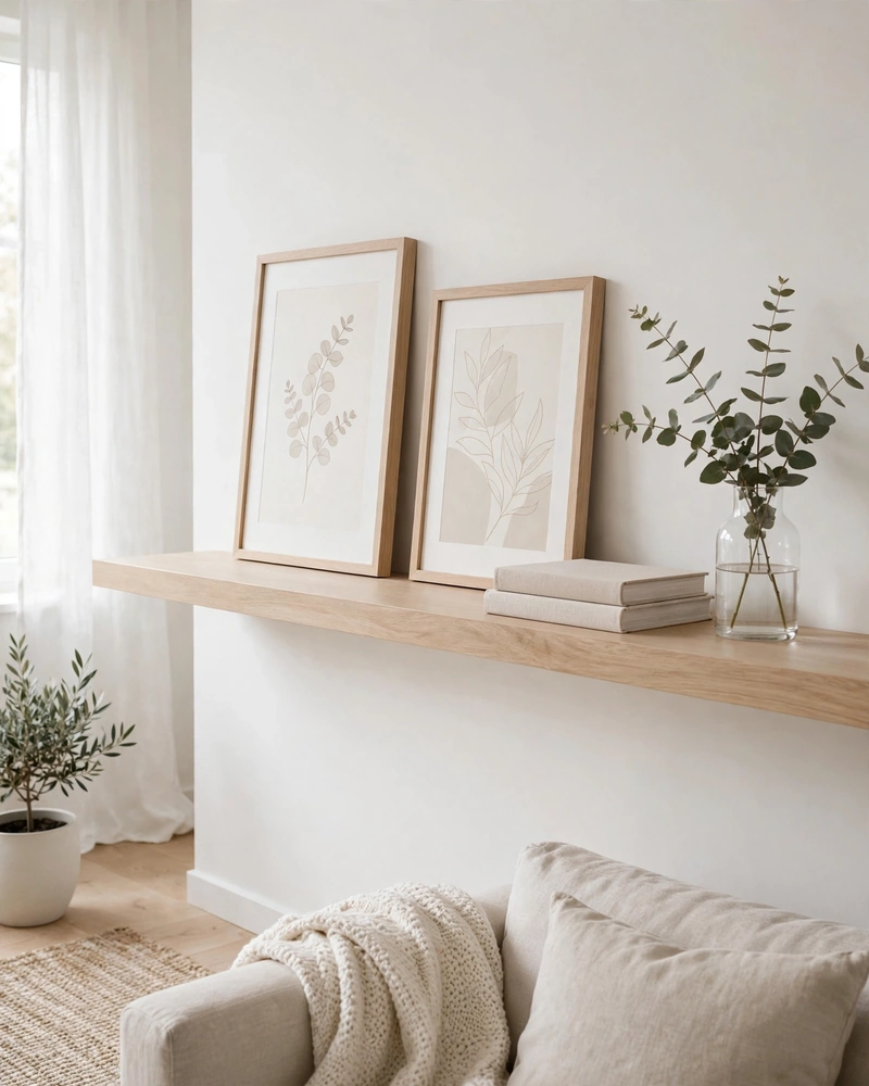 Scandinavian Light-Wood Shelves - 13 Floating Shelves Ideas to Style Your Living Room