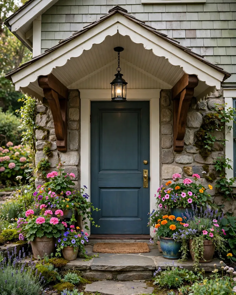 Cottage-Style Mini Porch Roof - 15 Front Door Overhang Ideas for a Stylish Home Entry