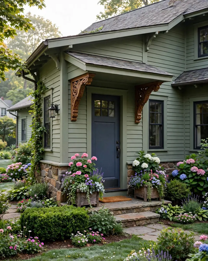 Flat Overhang With Decorative Brackets - 15 Front Door Overhang Ideas for a Stylish Home Entry