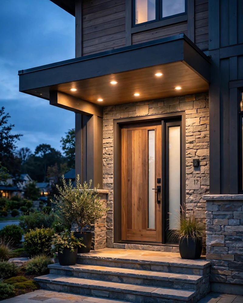 LED-Lit Entry Overhang - 15 Front Door Overhang Ideas for a Stylish Home Entry