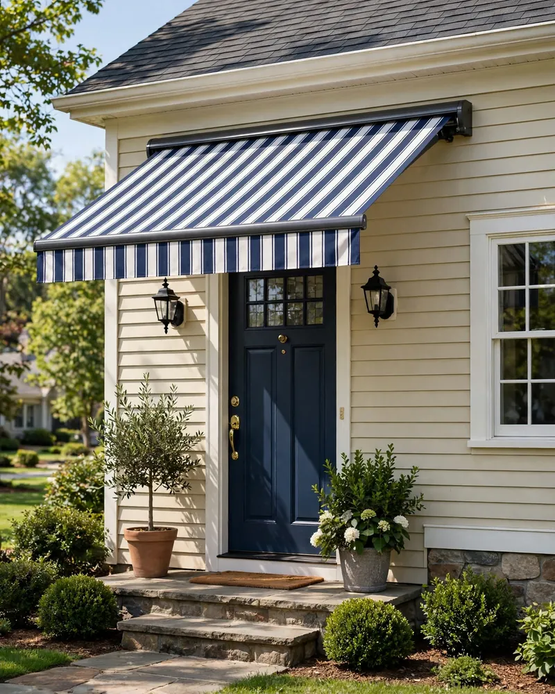 Retractable Fabric Awning - 15 Front Door Overhang Ideas for a Stylish Home Entry
