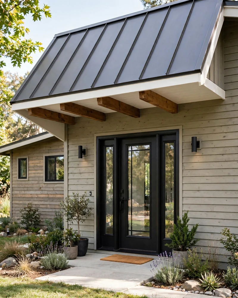 Single-Slope Shed Overhang - 15 Front Door Overhang Ideas for a Stylish Home Entry