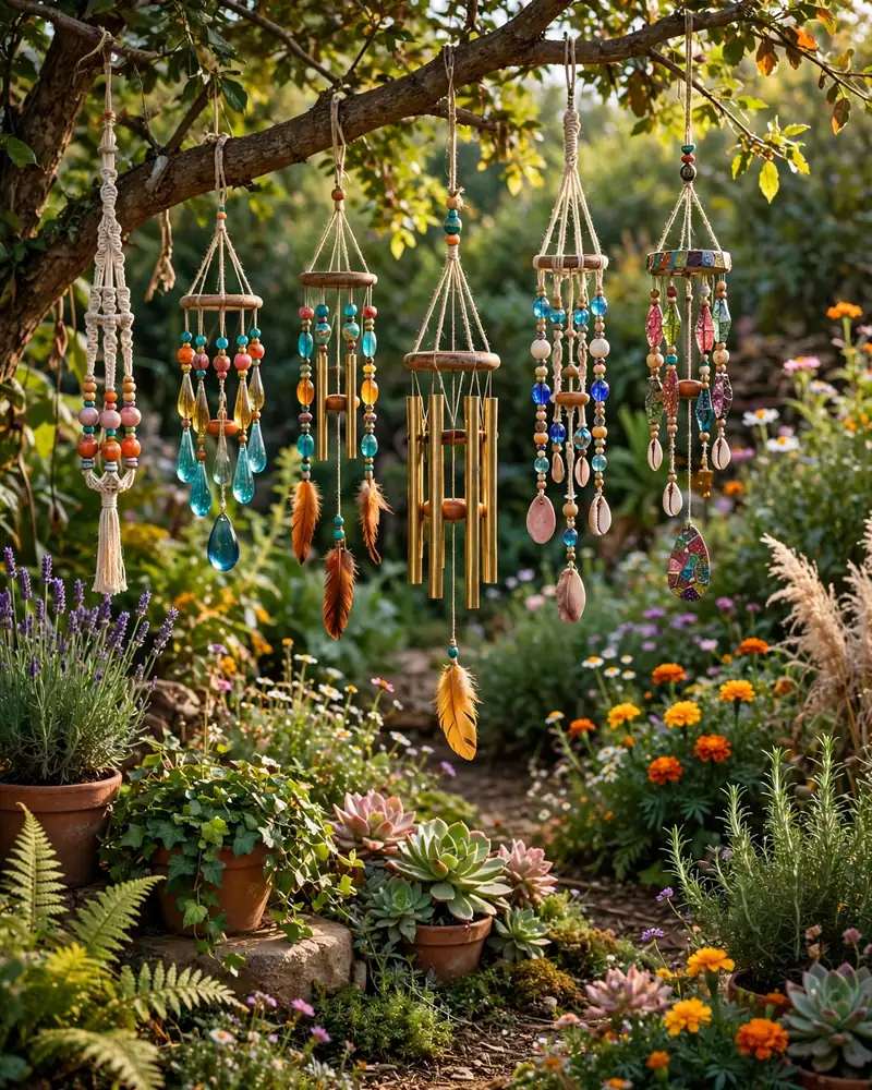 Colorful Wind Chimes - 19 Hippie Garden Ideas for a Colorful Boho Outdoor Space