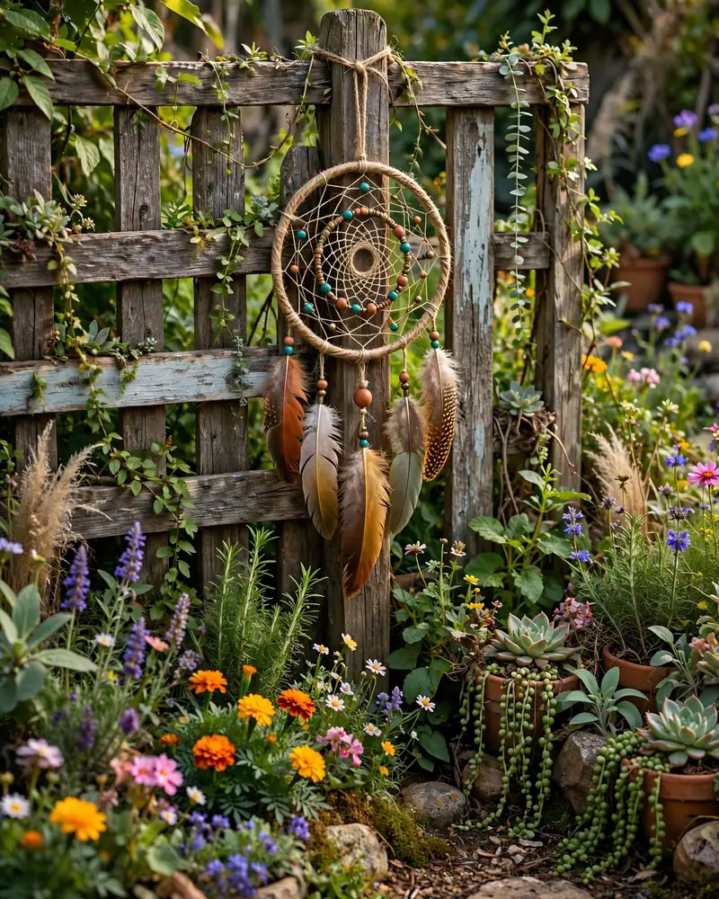 Dreamcatcher Wall Display - 19 Hippie Garden Ideas for a Colorful Boho Outdoor Space