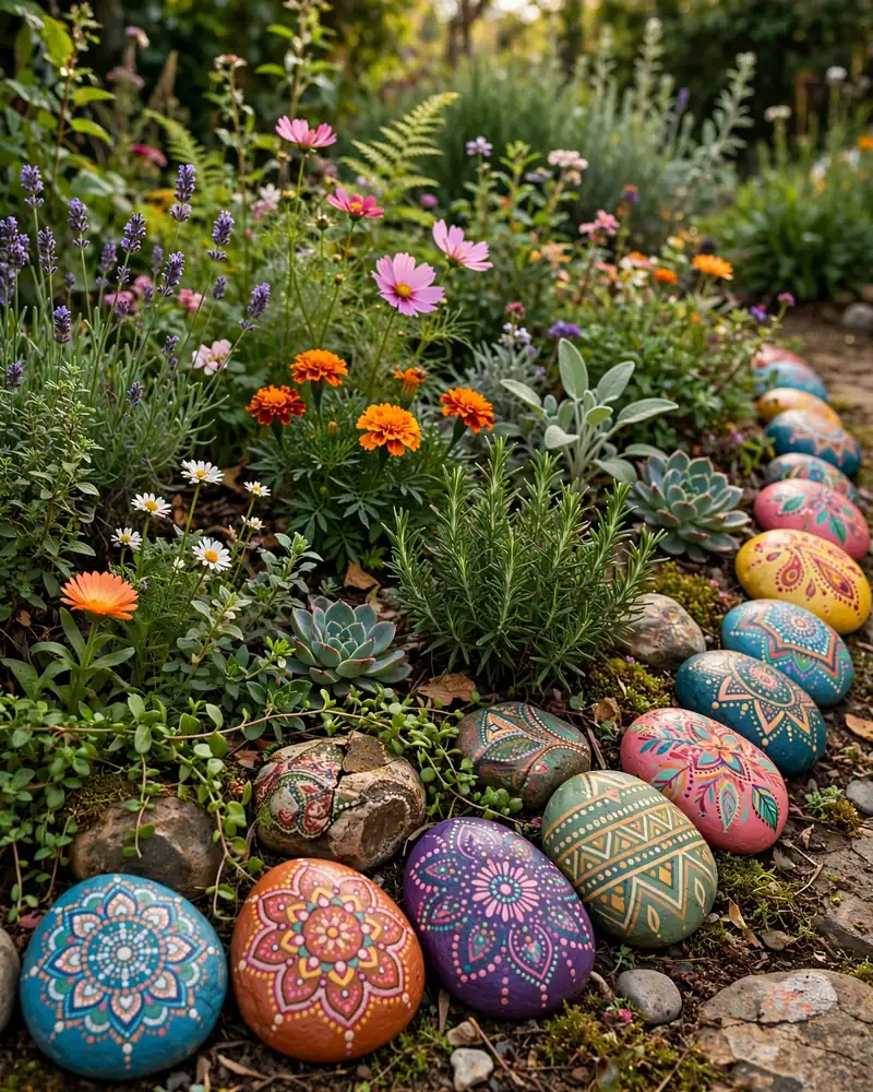 Painted Garden Rocks - 19 Hippie Garden Ideas for a Colorful Boho Outdoor Space