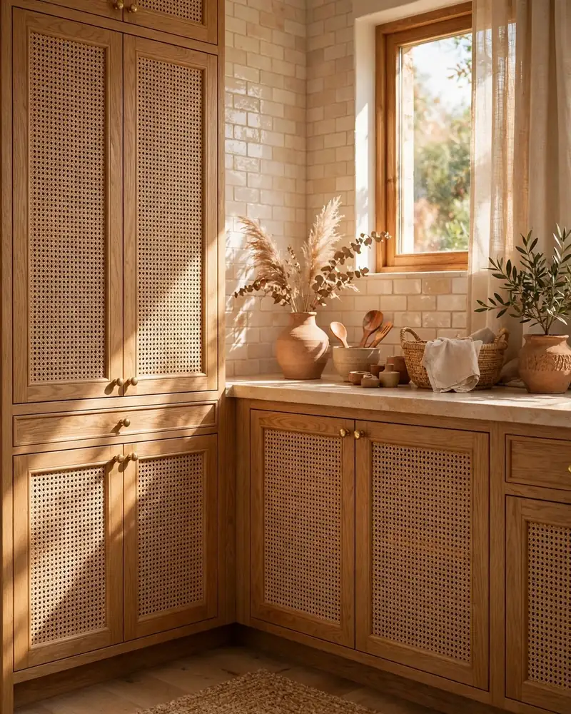 Cane Panel Doors on Honey Oak Cabinets - 24 Honey Oak Kitchen Cabinet Ideas for a Fresh Look