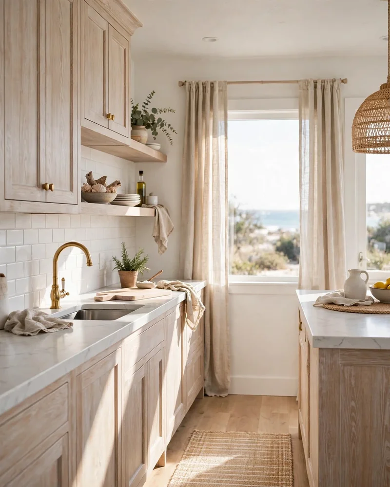 Whitewashed Finish for a Lighter Honey Oak Kitchen - 24 Honey Oak Kitchen Cabinet Ideas for a Fresh Look