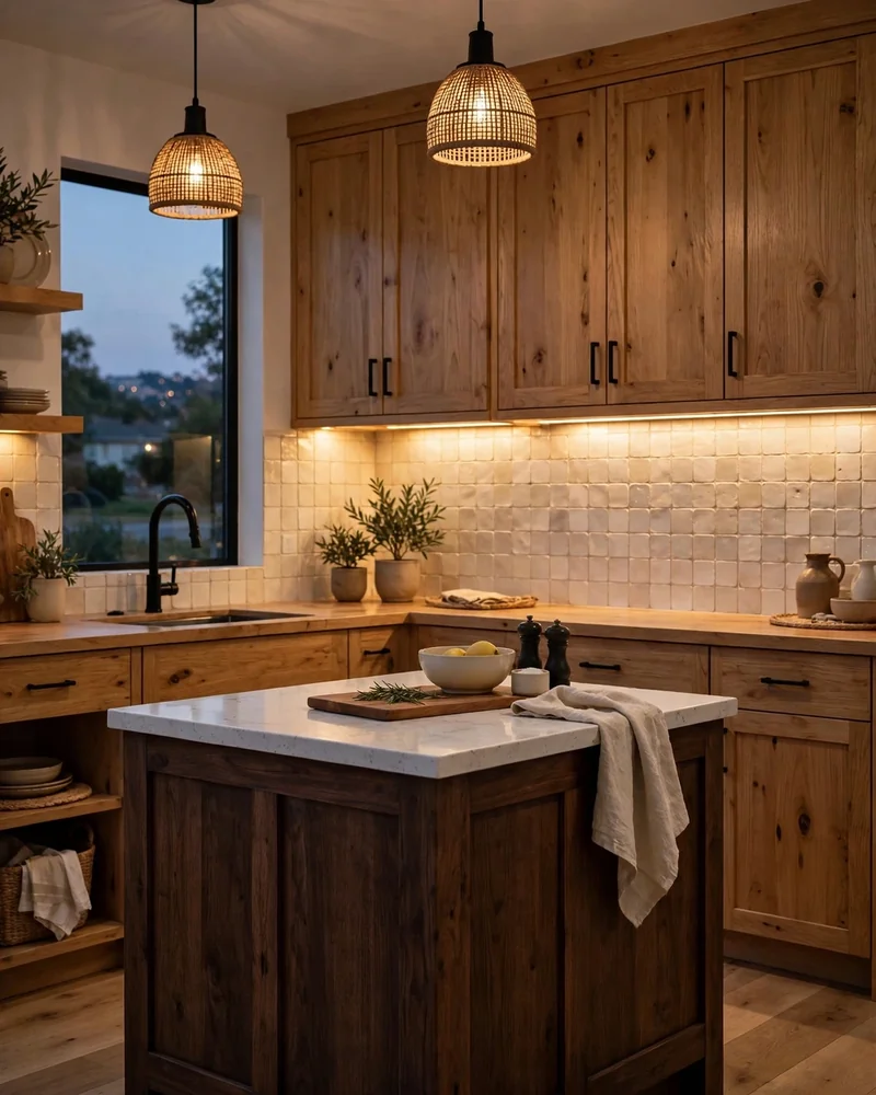 Under-Cabinet Lighting in a Honey Oak Kitchen - 24 Honey Oak Kitchen Cabinet Ideas for a Fresh Look